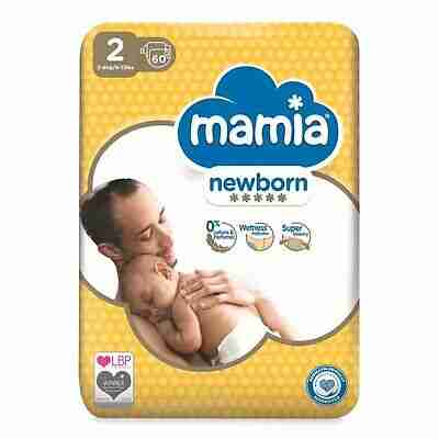 Mamia Newborn Nappies 60 Pack/Size 2 Mini 3-6kg/6-13lbs