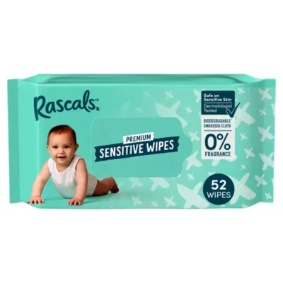 Rascals Premium Sensitive Wipes, Biodegradable Baby Wipes