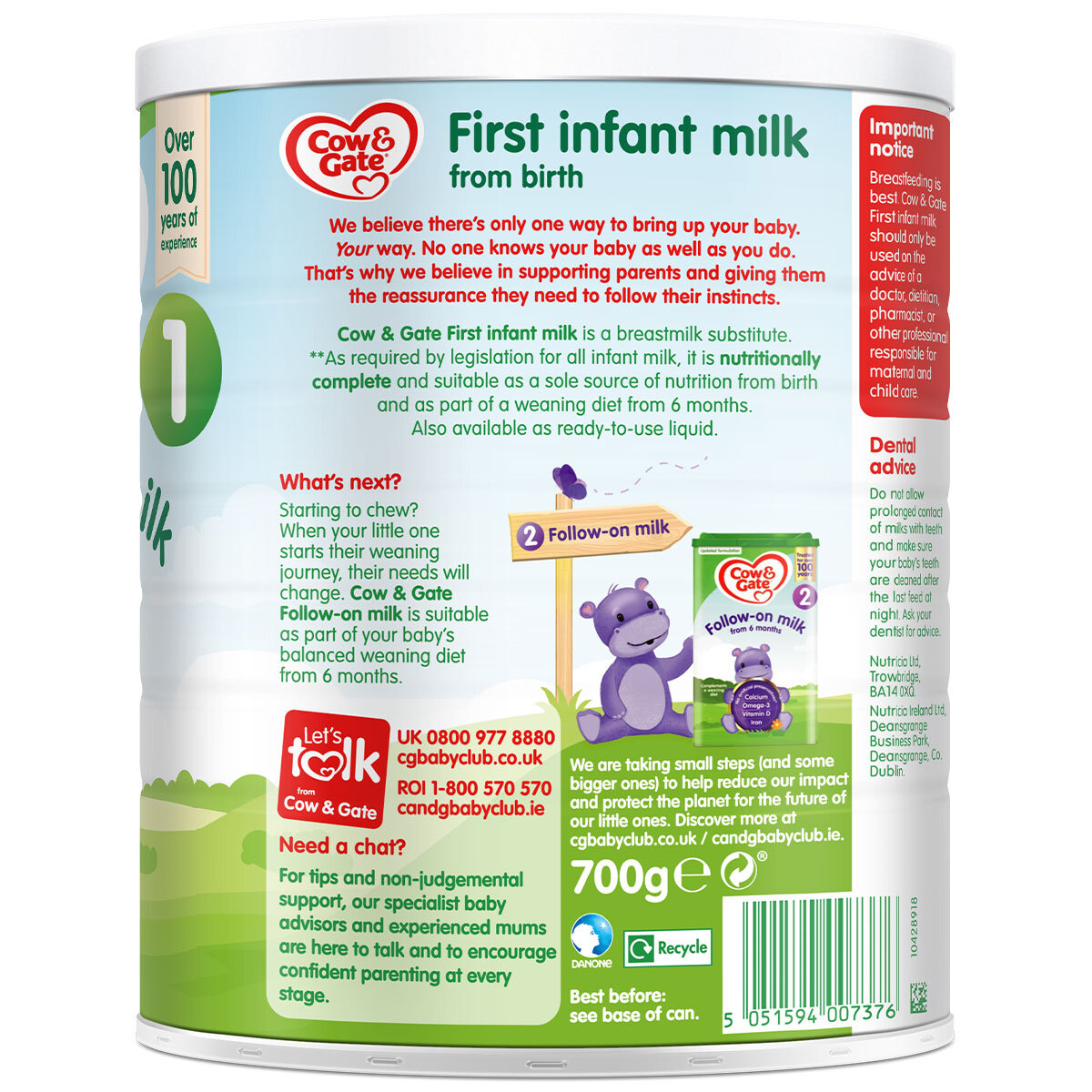Cow & Gate 1 First Infant Milk Powder 700g - Image 2