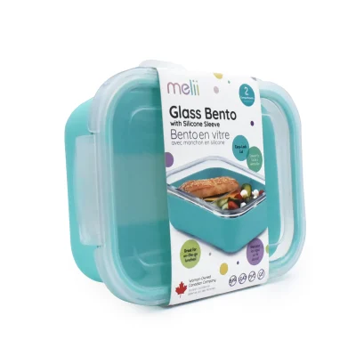 Melii Blue Glass Bento with Silicone Sleeve