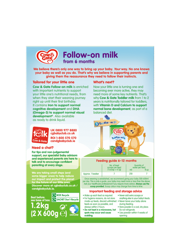 Cow & Gate Follow-on Milk Value Pack 2x600g - Image 2