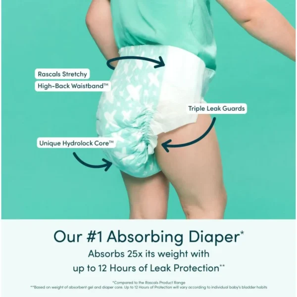 Rascals Premium Baby Tape Diapers Jumbo Box - Size 6, 15-20 kg, 60 Count - Image 2