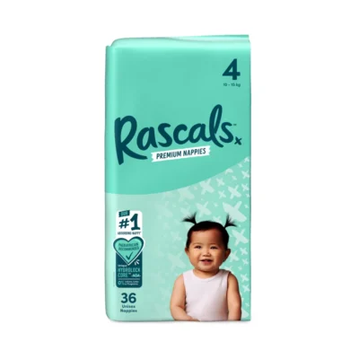 Rascals Premium Adhesive Toddler Nappy Diapers Size 4 (10-15 Kgs) - 36 Pieces
