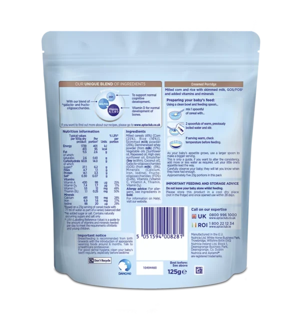 ChatGPT said: Aptamil Creamed Porridge Baby Cereal 4-6+ Months