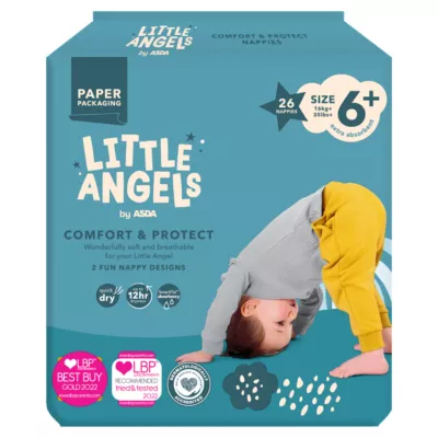 LITTLE ANGELS by ASDA Little Angels by Comfort & Protect Size 6+ 16kg+ 26 Nappies