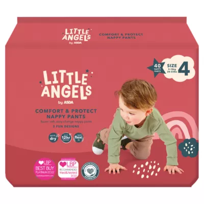 LITTLE ANGELS by ASDA Little Angels Comfort & Protect Size 4 9-15 kg 40 Nappy Pants