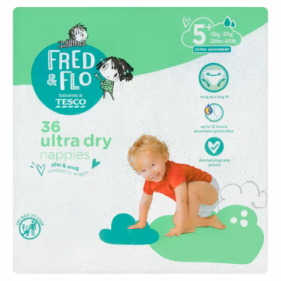 Fred & Flo 36 Ultra Dry Nappies 5+
