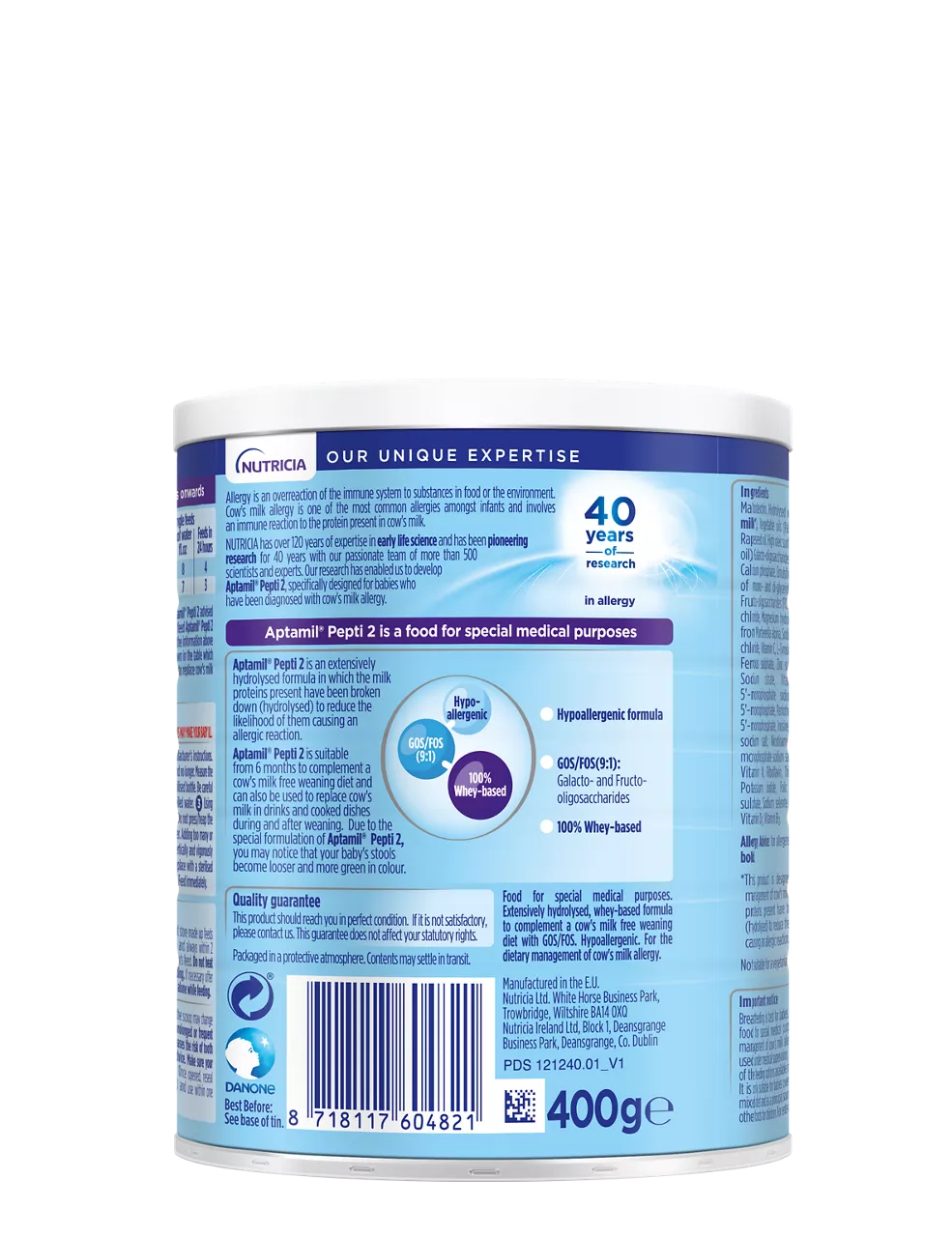 Aptamil Pepti 2 400g Tin Extensively Hydrolysed Formula