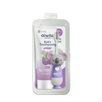 AIWIBI Jolly Kid's Toothpaste & Toothbrush Set Grape (Purple)