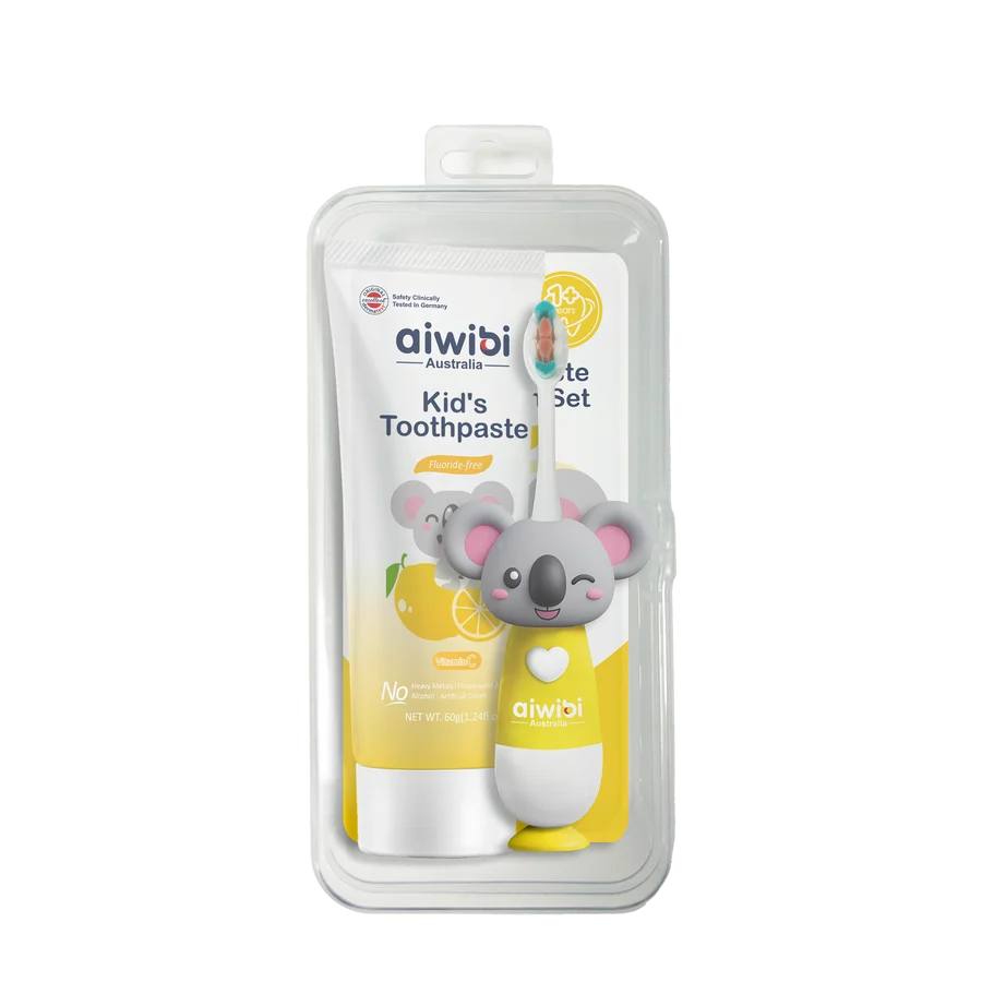 AIWIBI Jolly Kid's Toothpaste & Toothbrush Set Lemon (Yellow)