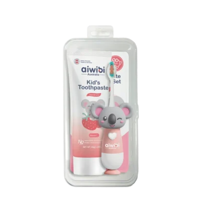 AIWIBI Jolly Kid's Toothpaste & Toothbrush Set Strawberry (Pink)