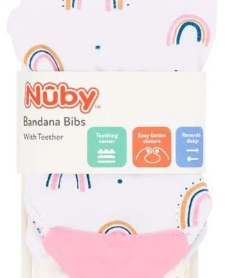 Nuby Bandana Bibs with Teether 3m+ 2 Pack