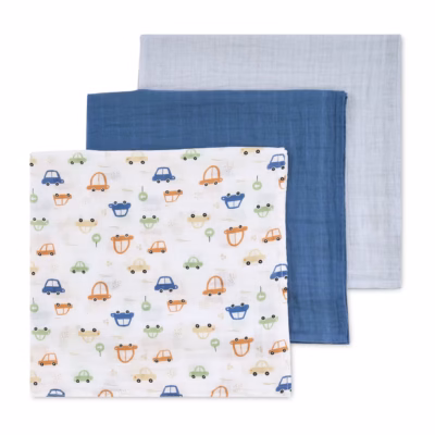 Lily & Dan 3 Pack Muslin Cloths Blue