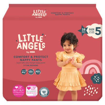 LITTLE ANGELS by ASDA Little Angels Comfort & Protect Size 5 12-17kg 38 Nappy Pants
